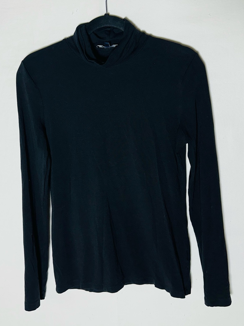 Anne Klein AK Black Long Sleeve Turtleneck Shirt Pima Cotton Modal Spandex M